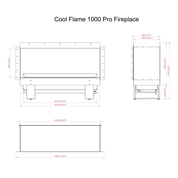Cool Flame 1000 Three-sided Fireplace