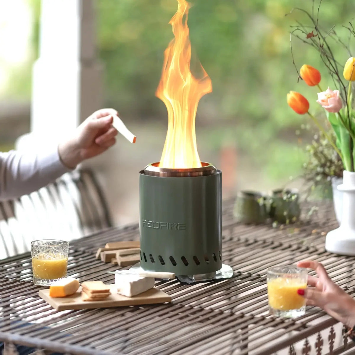 Volcano Pellet Tabletop Fire Pit Medium – Olive Green
