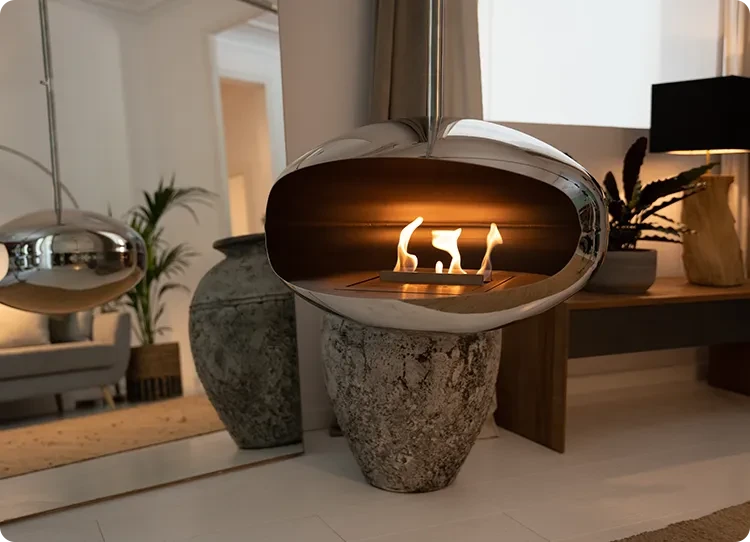 Cocoon aeris stainless steel bioethanol fireplace
