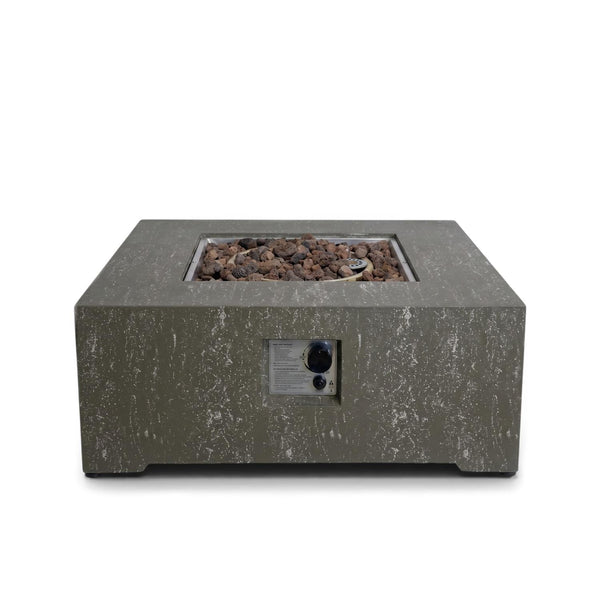 Estate Square 88 Dark Travertine – Square Gas Firepit Table