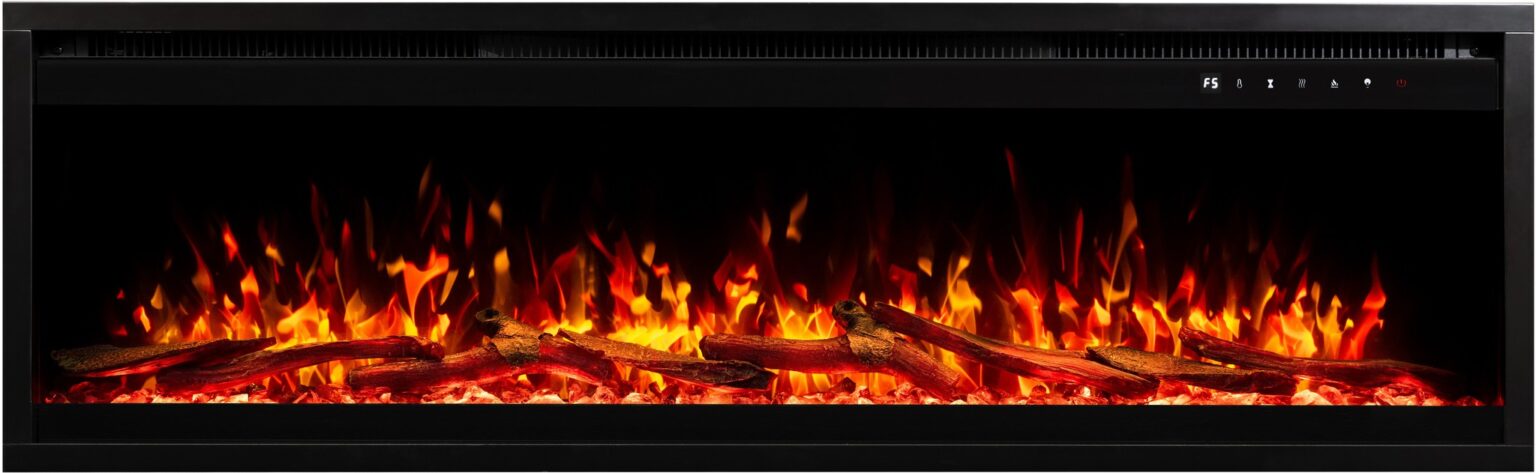 Royal Pro Wall-Mounted Electric Fireplace - Black - 180 cm