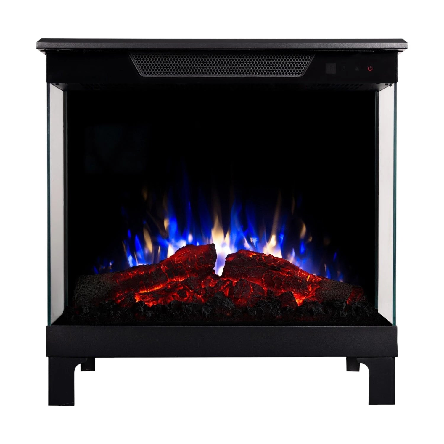 Tower 46 – Freestanding Electric Fireplace with 3-Sided Flame View