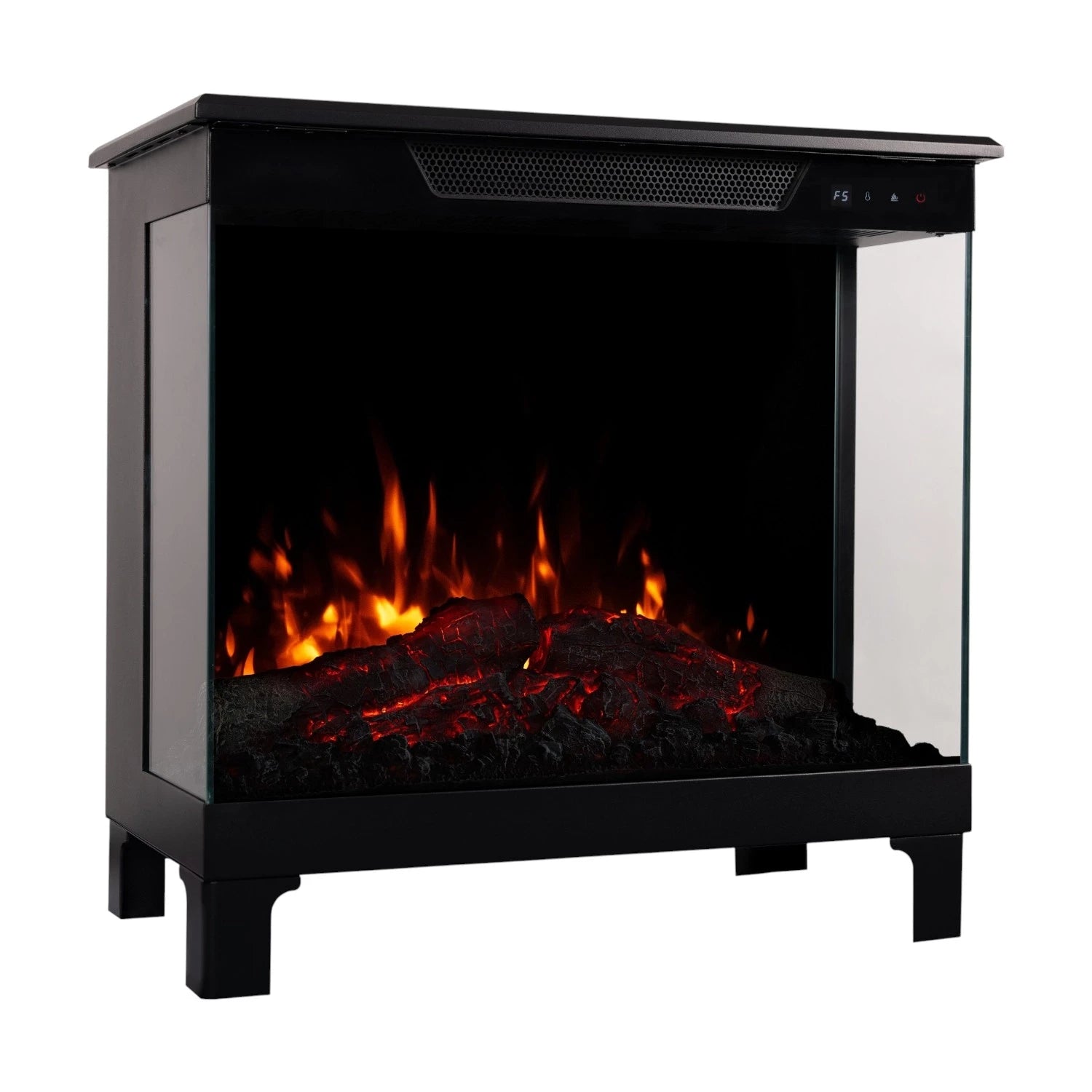 Tower 46 – Freestanding Electric Fireplace with 3-Sided Flame View