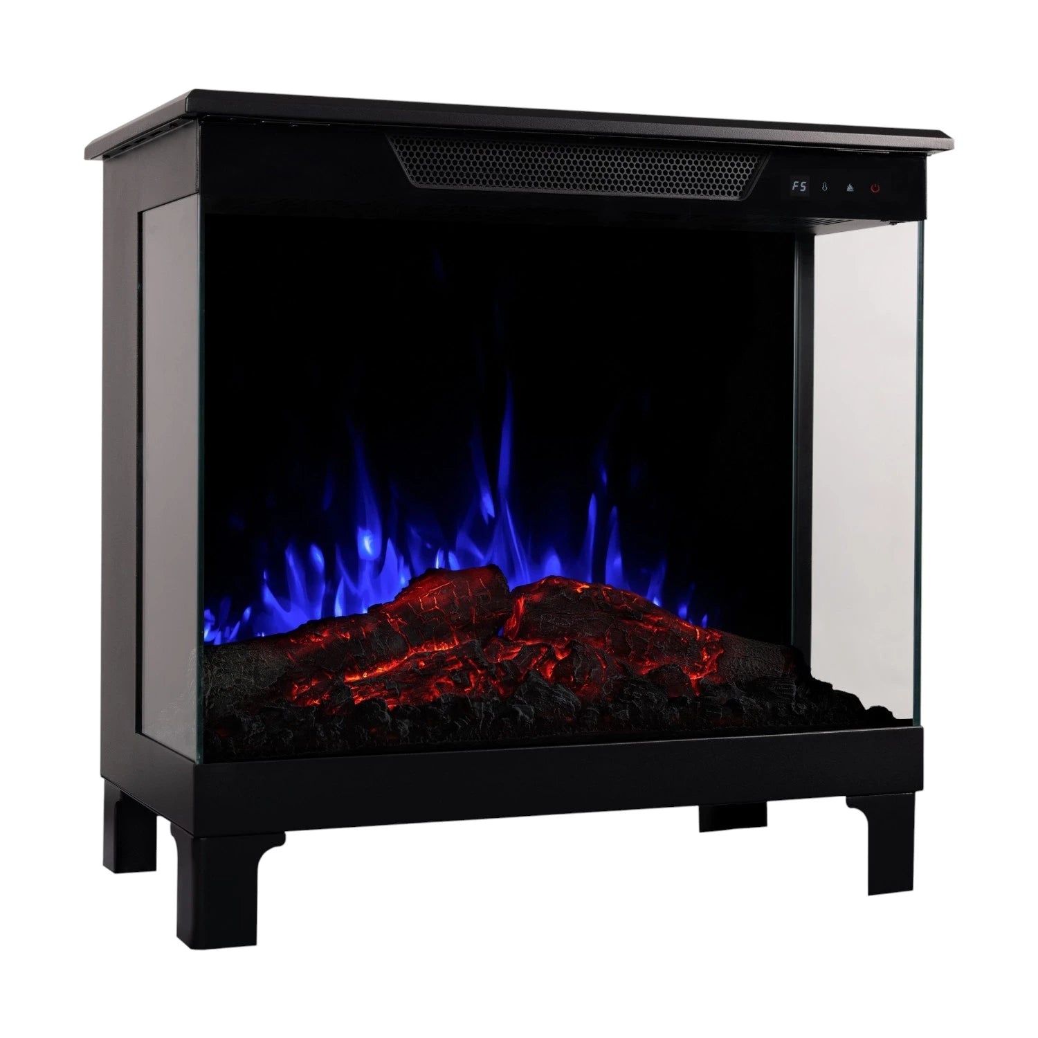 Tower 76 – Freestanding Electric Fireplace with 3-Sided Flame View