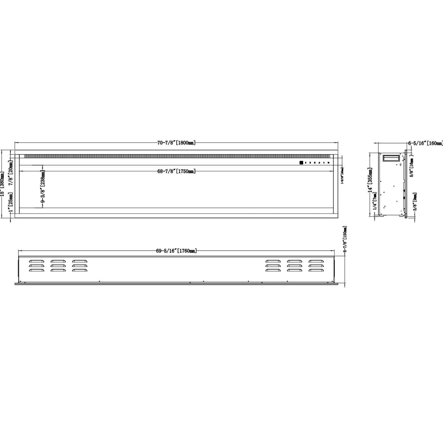 Royal Pro Electric Fireplace - 180 cm