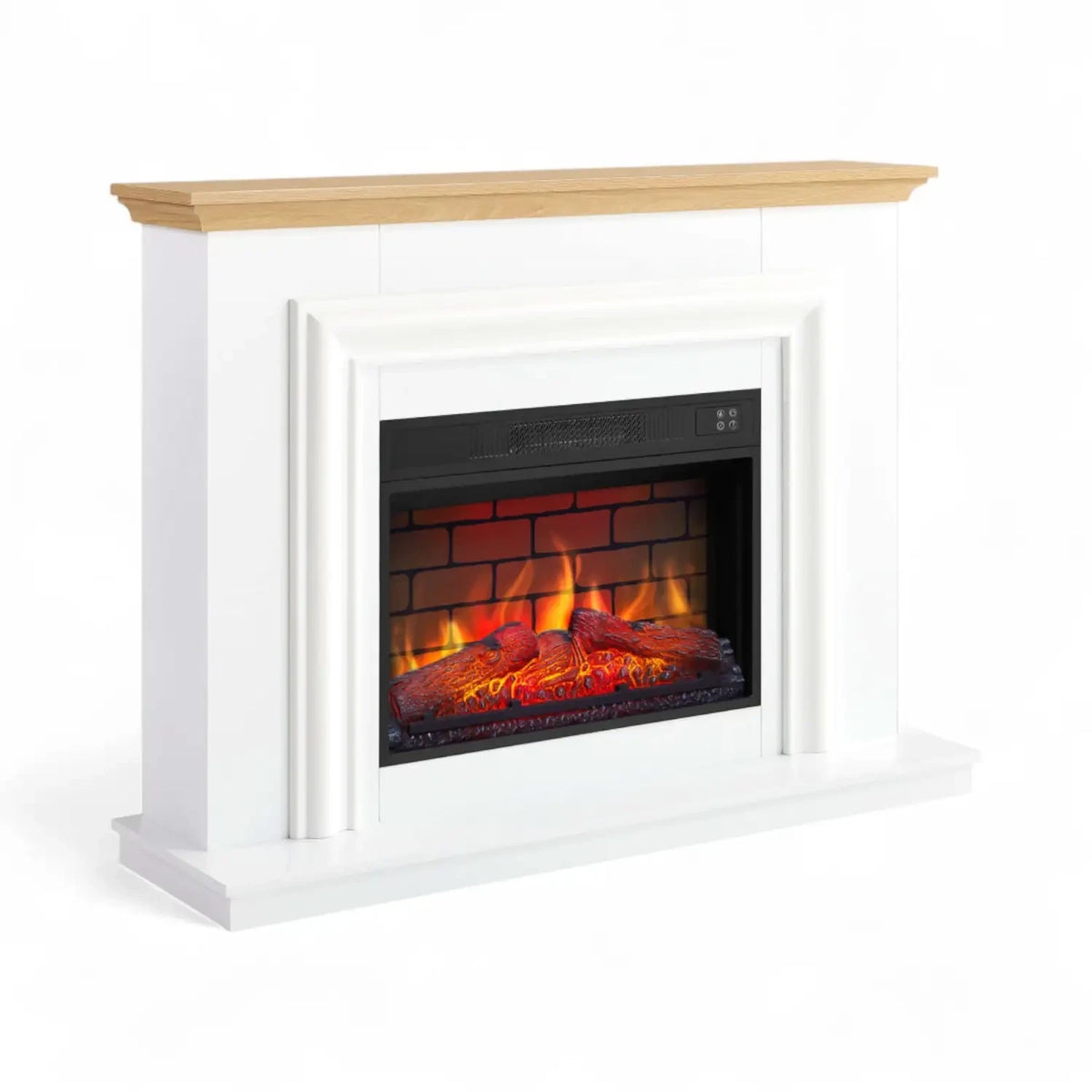 Marbelya Electric Fireplace Suite – White / Natural Oak