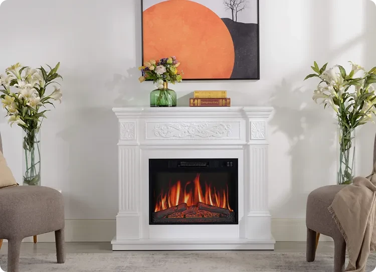 artiflame electric fireplace in white