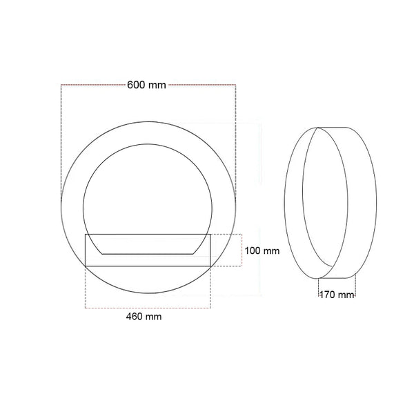 White Round Wall Mounted Bioethanol Fireplace