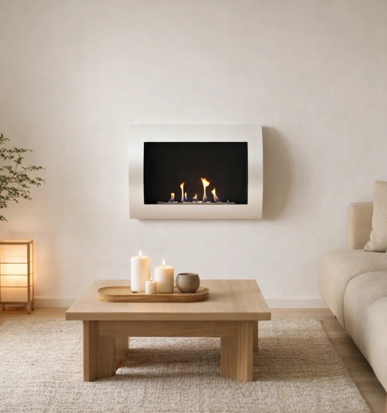 Ocean - White Bio Wall Fireplace