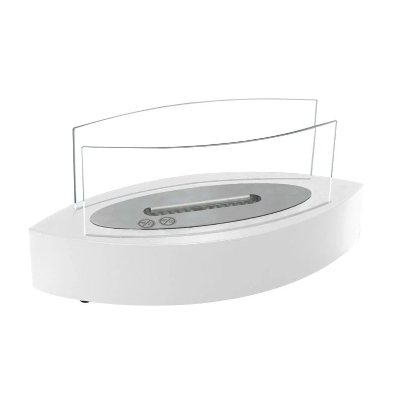 Oval Table Bio Fireplace in White