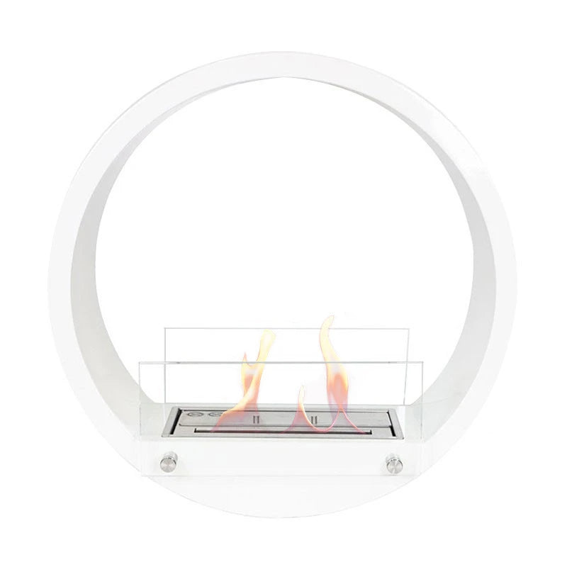 Round Built-in Bio Fireplace - White