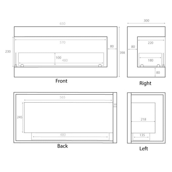Corner Fireplace 65 cm - Left