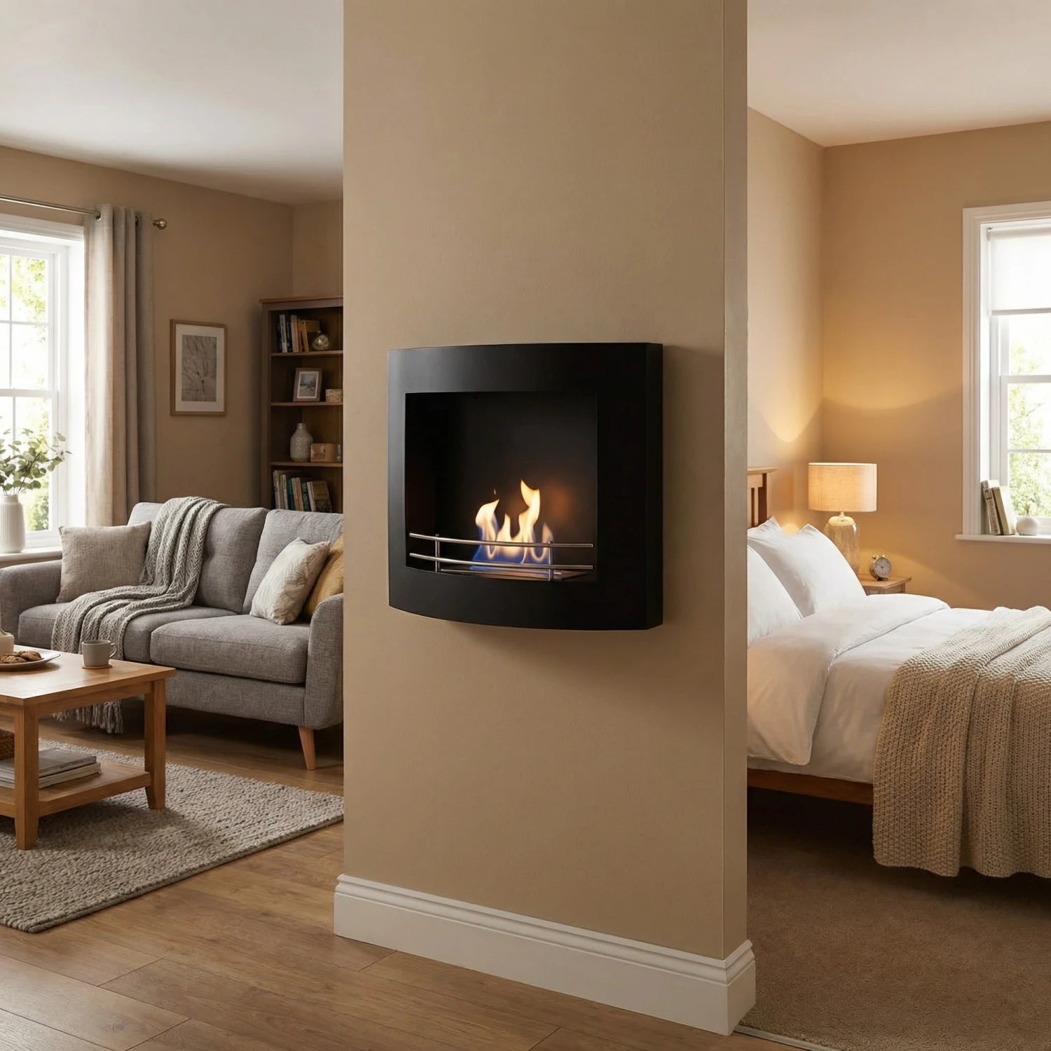Wall Mounted Bioethanol Fireplace - Black