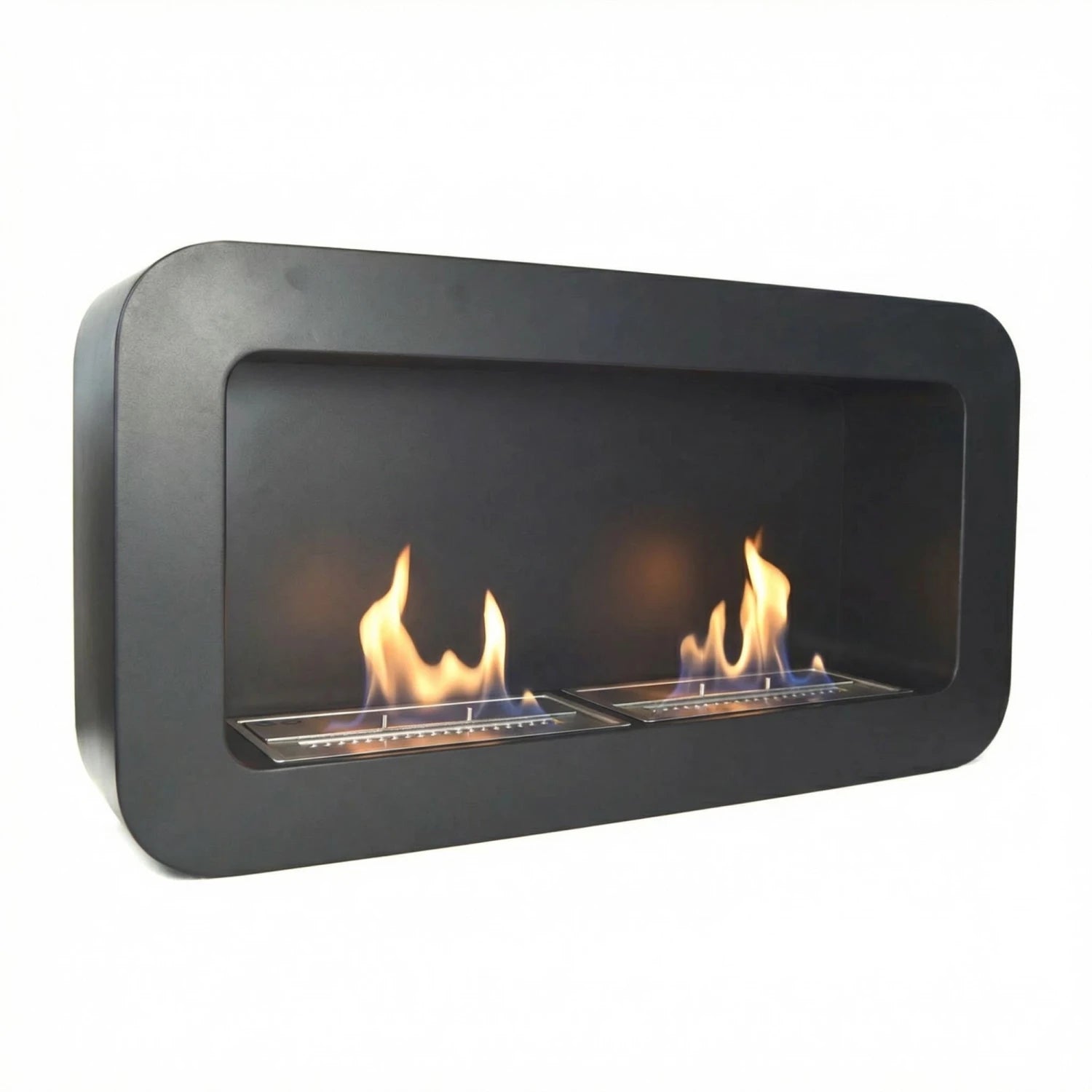 Rectangular Curved Bioethanol Fireplace - Black
