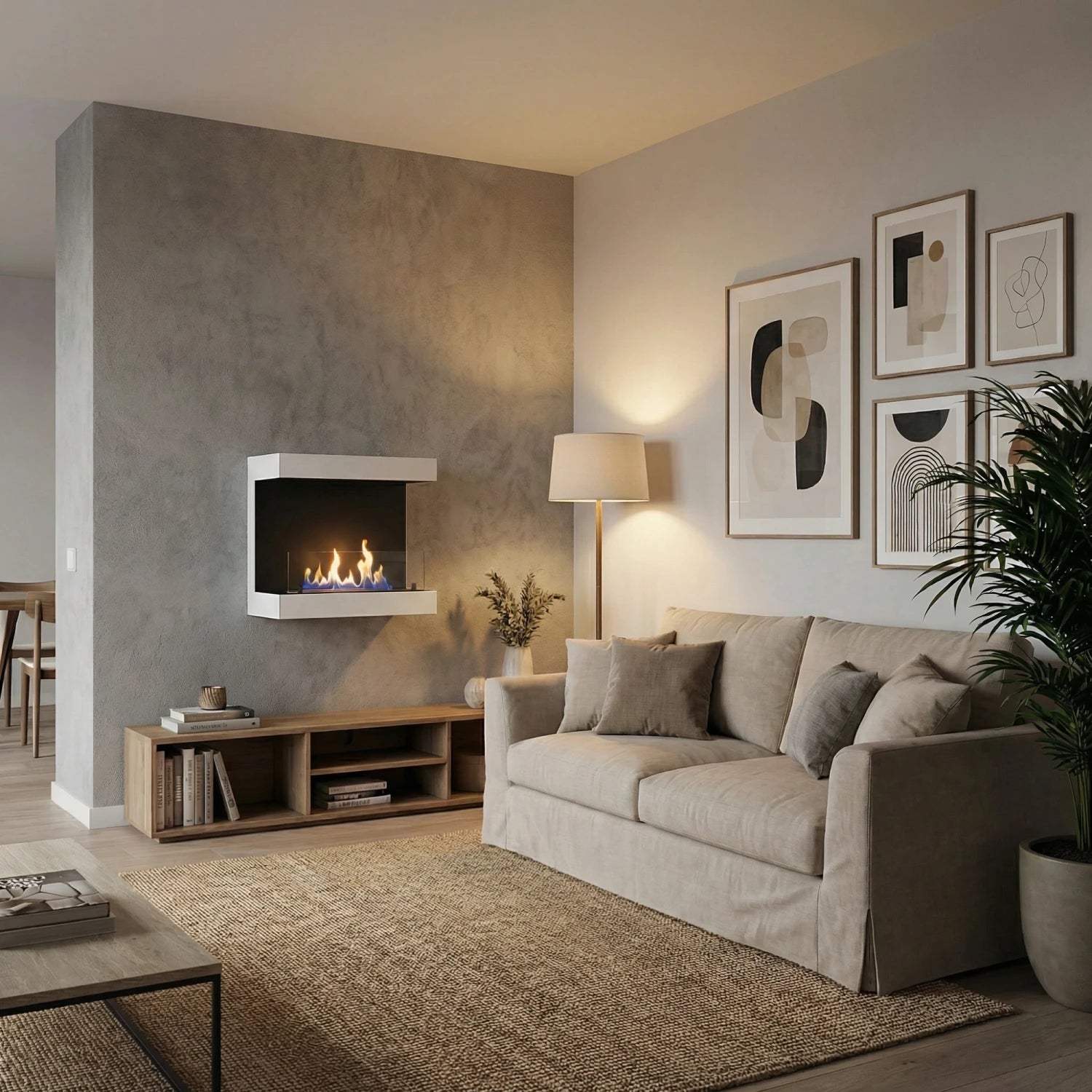 Dakota White - 3-sided 80 cm Wall Biofireplace