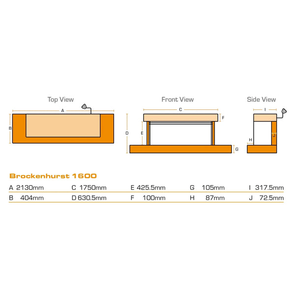 Brockenhurst 1600 Grey Marble – Wall-Mounted Electric Fireplace Suite