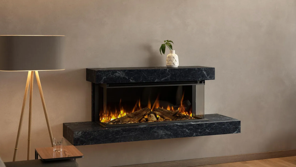 Brockenhurst 1600 Grey Marble – Wall-Mounted Electric Fireplace Suite