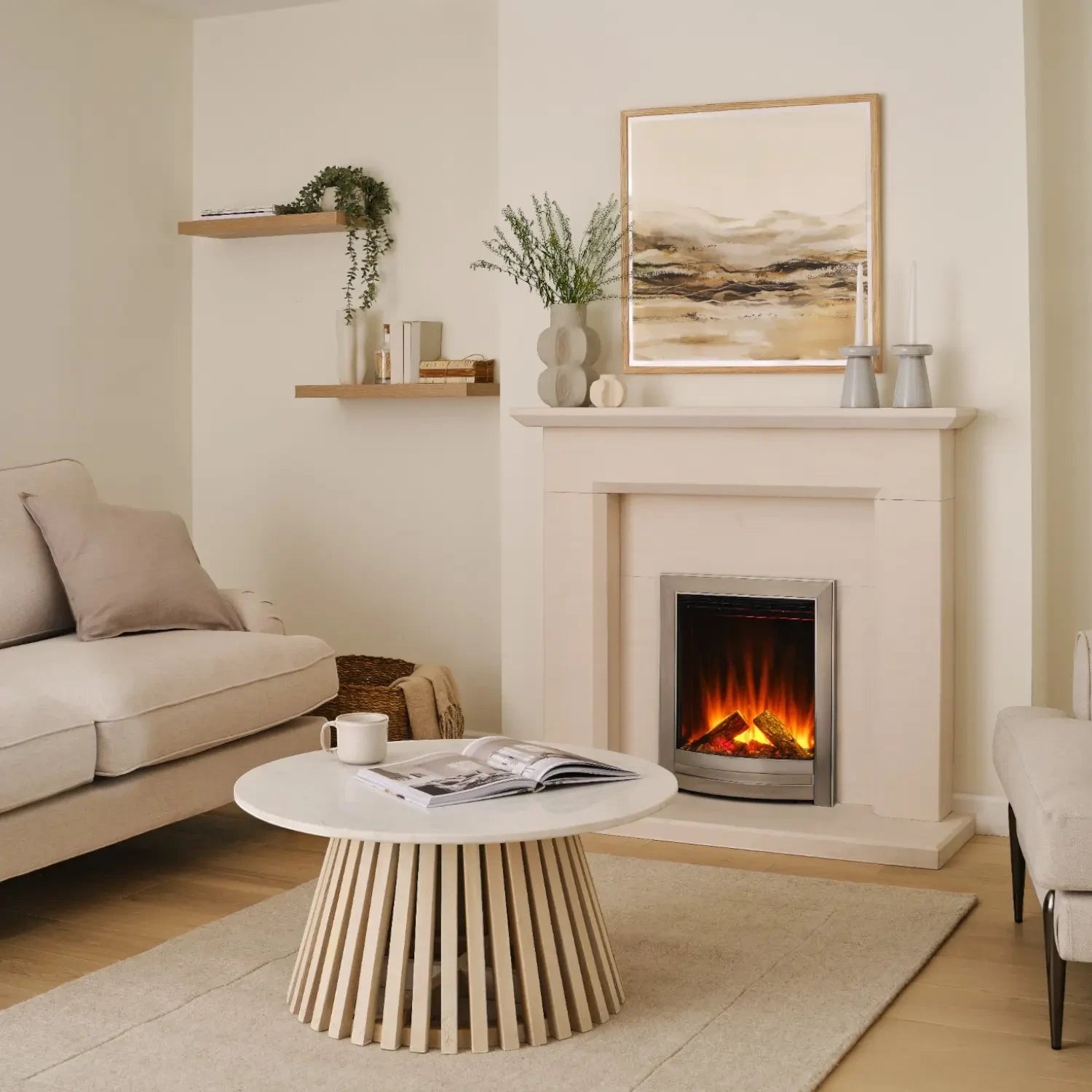 Sway Elegance Electric Fireplace with Chrome and Nickel Front Panel – Built-in Electric Fireplace
