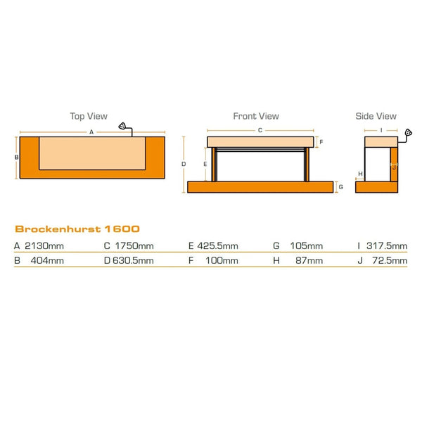 Brockenhurst 1600 White Marble – Wall-Mounted Electric Fireplace Suite