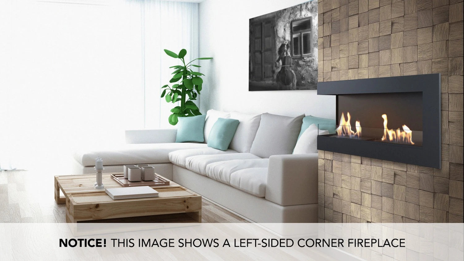 Corner Bio Fireplace 120 cm (Right)
