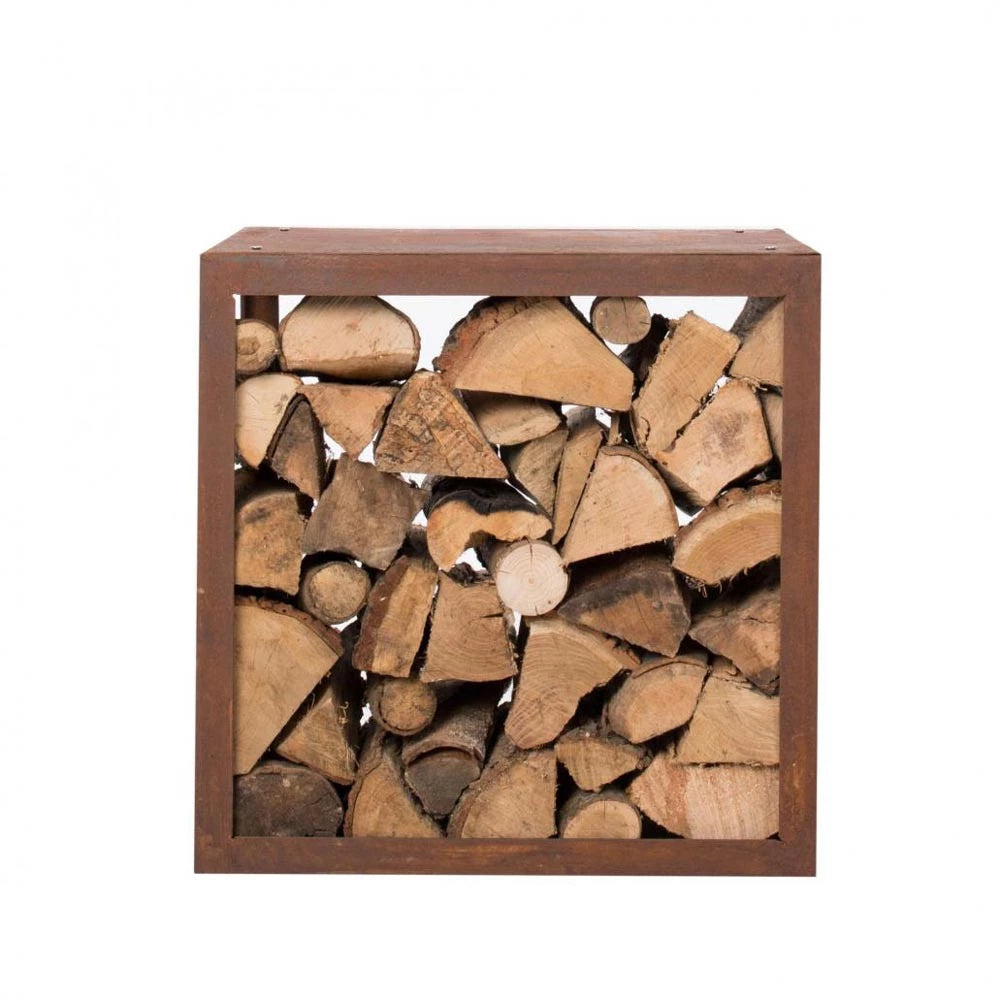 Wood Storage Box in Corten Steel - 50 cm