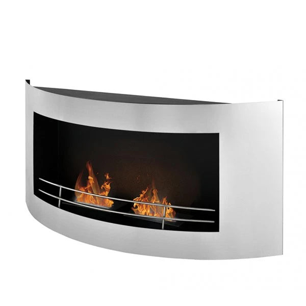 Wall Mounted Bioethanol Fireplace with Rounded Frame