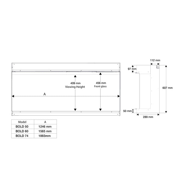 Ignite Bold 50 - 124 cm Built-in Electric Fire