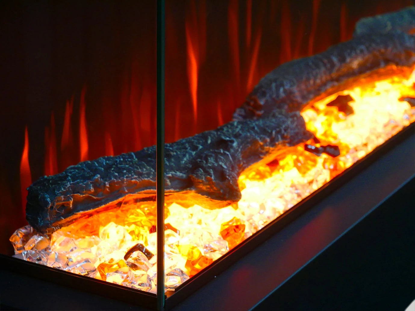 Feroza Wall-Mounted Electric Fireplace - Black - 101 cm