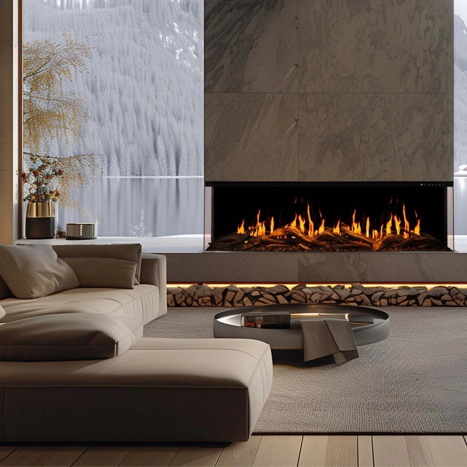 Aflamo Gold 193 cm Electric Fireplace