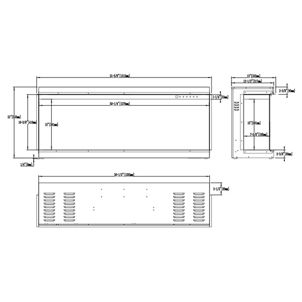 Gold 132 cm - Built-In Electric Fireplace