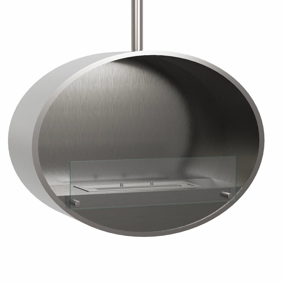 Halifax Steel Oval Ceiling hanging ethanol fireplace 80 cm