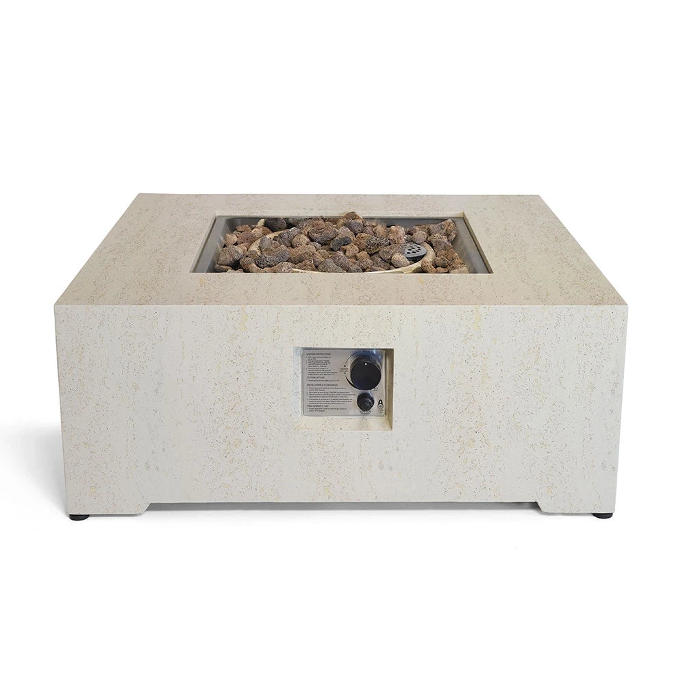 Estate Square 88 Travertine – Square Gas Firepit Table