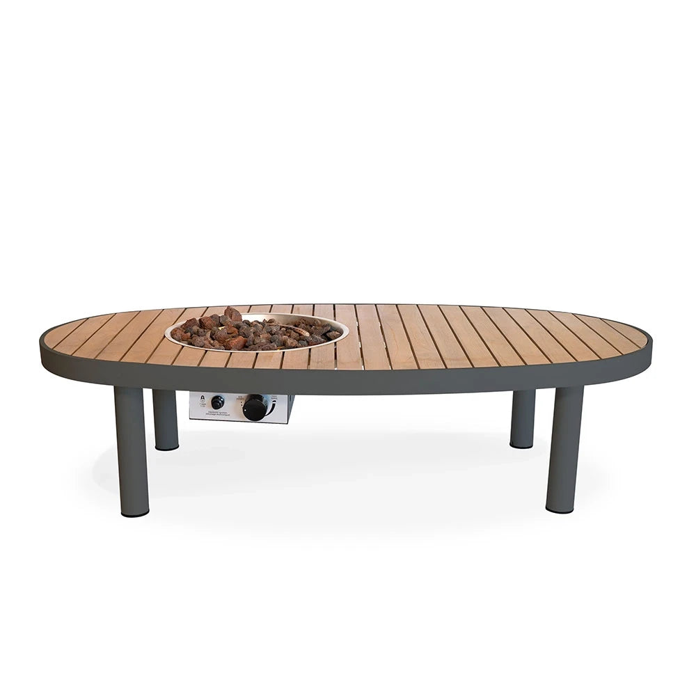 Riviera 140 Smokey Anthracite – Oval Gas Firepit Table