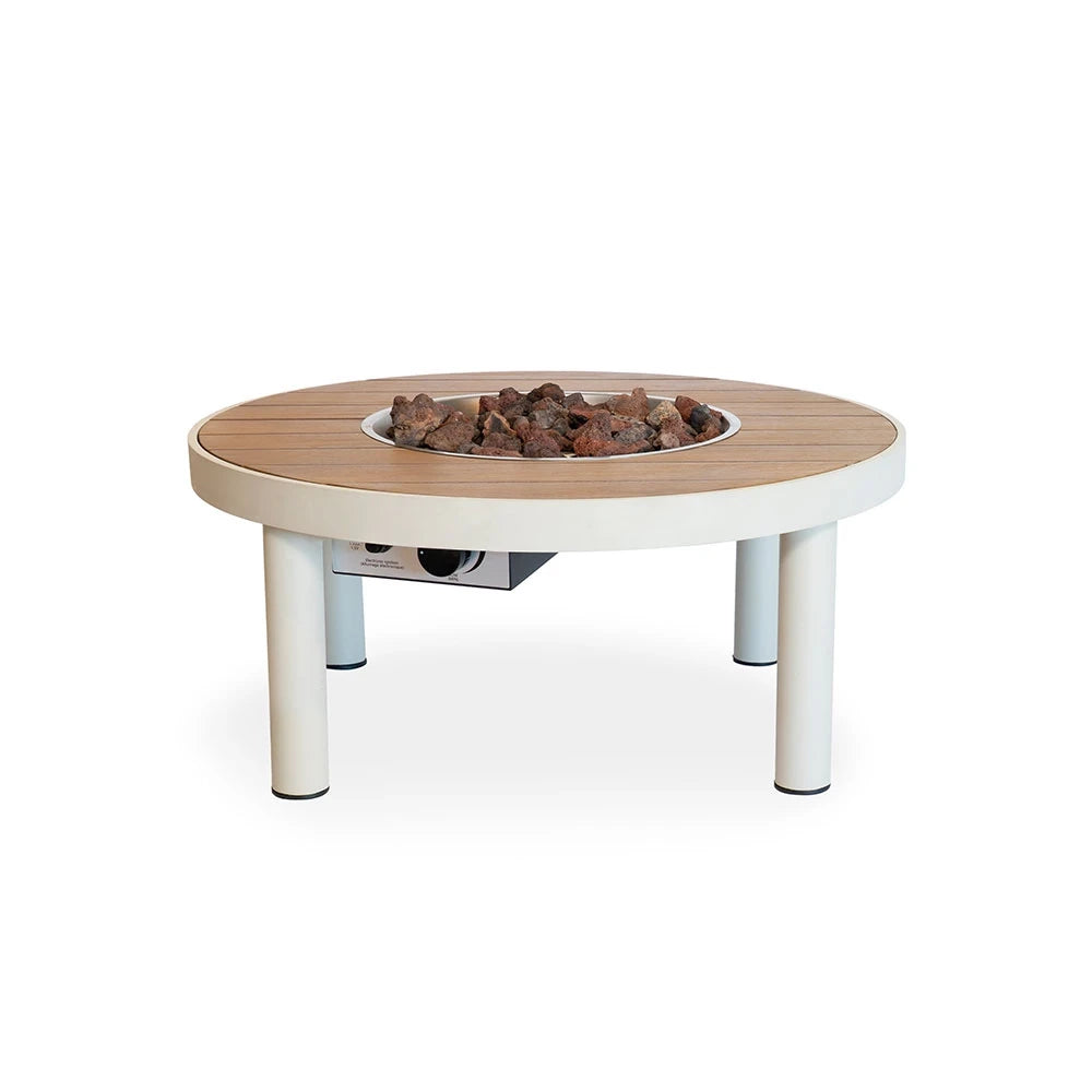 Riviera 80 Oyster Beige – Round Gas Firepit Table