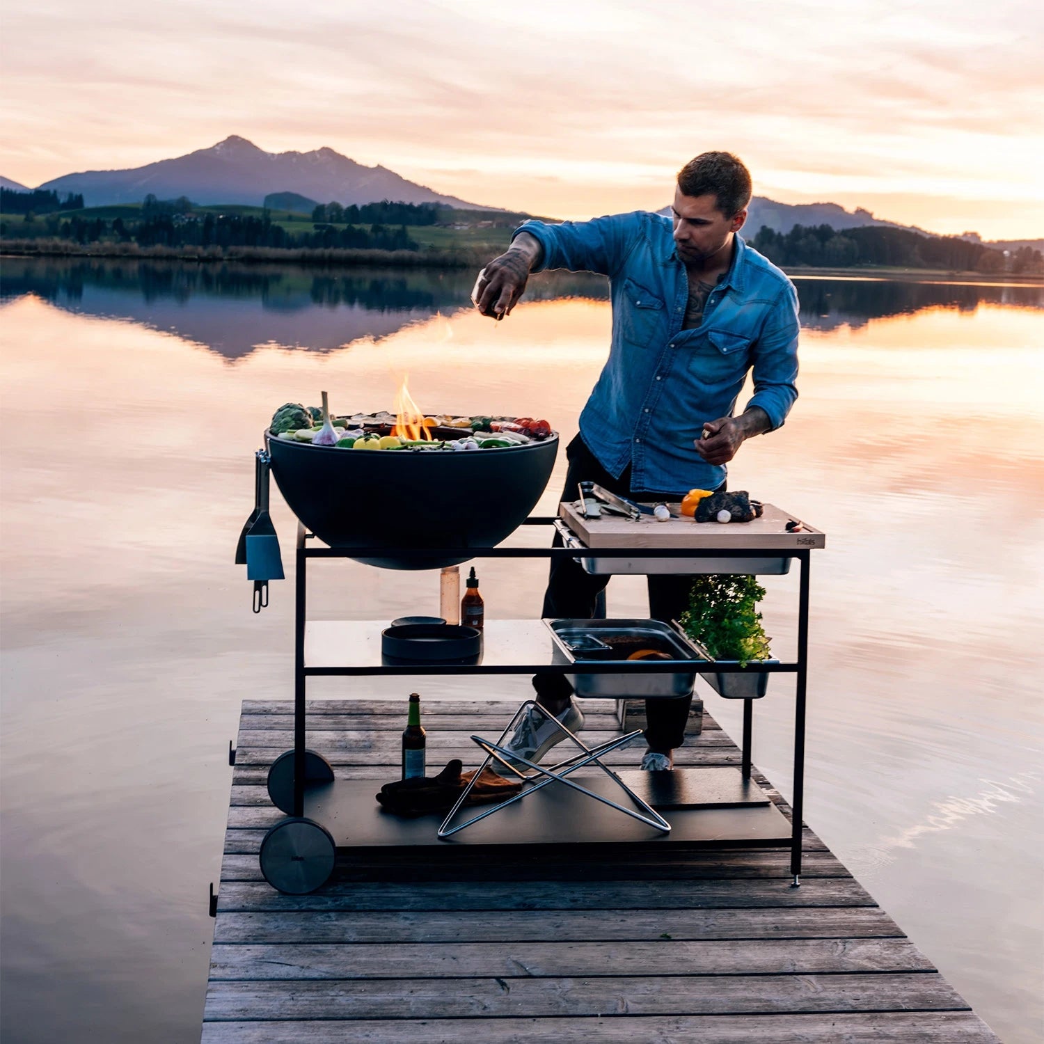 Höfats FIRE KITCHEN with BOWL 70 Plancha BBQ set