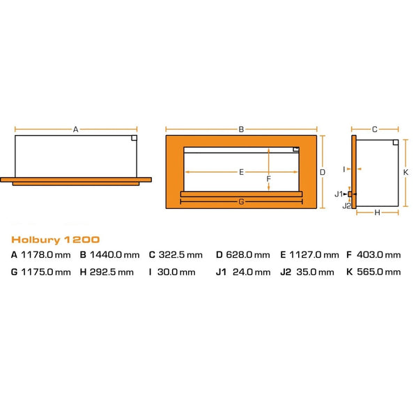 Holbury 1200 White Marble – Built-In Electric Fireplace