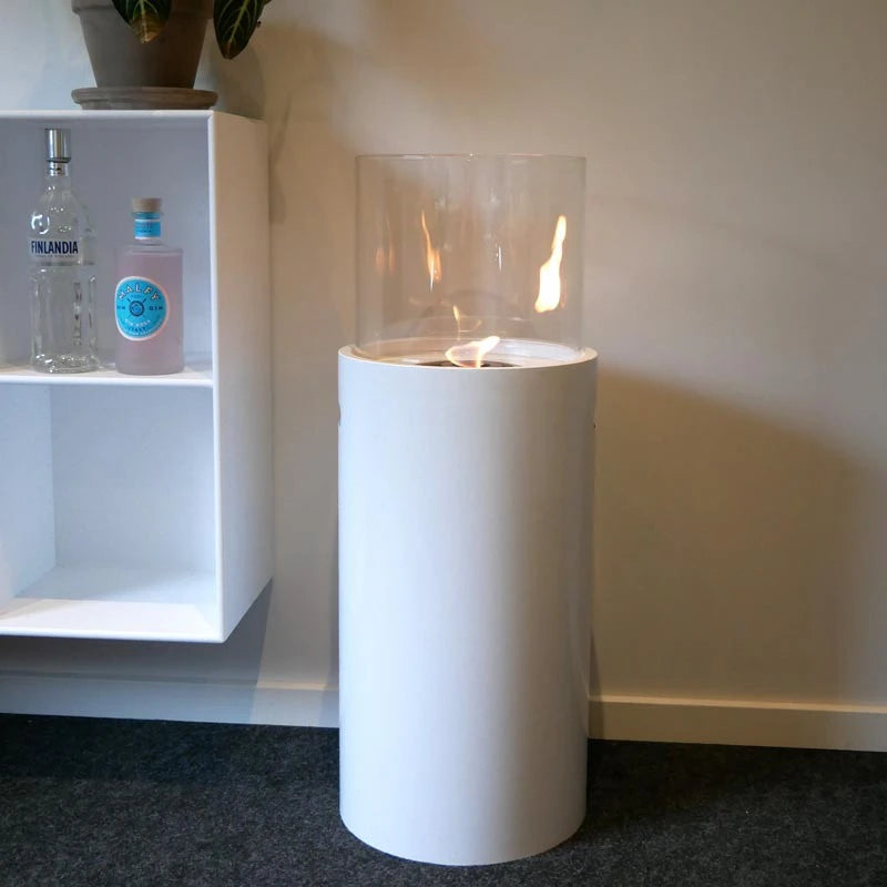 Freestanding Bioethanol Fireplace in White