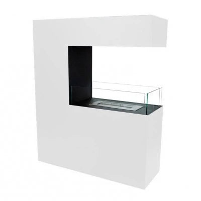 Tall White Room Divider Bio Fireplace