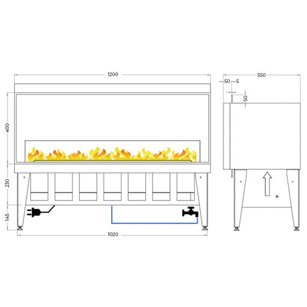 Incanto 1000 ST - See-through Built-in Water Vapour Fireplace