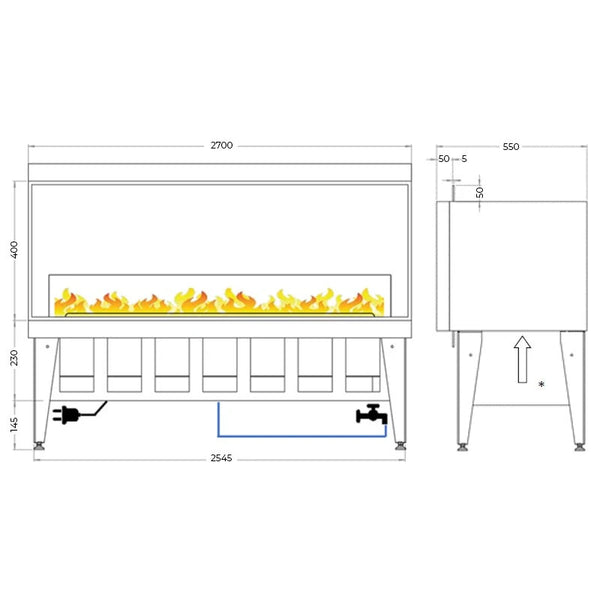 Incanto 2500 ST - See-through Built-in Water Vapour Fireplace