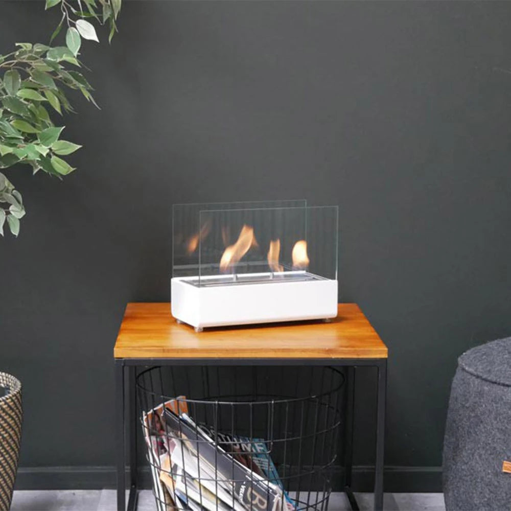 White Tabletop Bioethanol Fireplace
