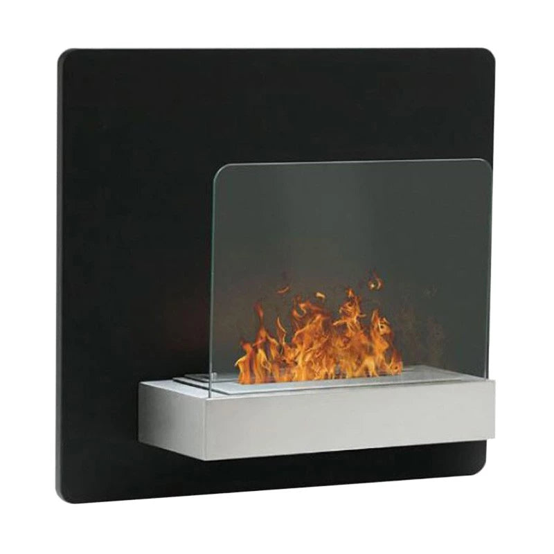 Elegant Black Wall-mounted Fireplace