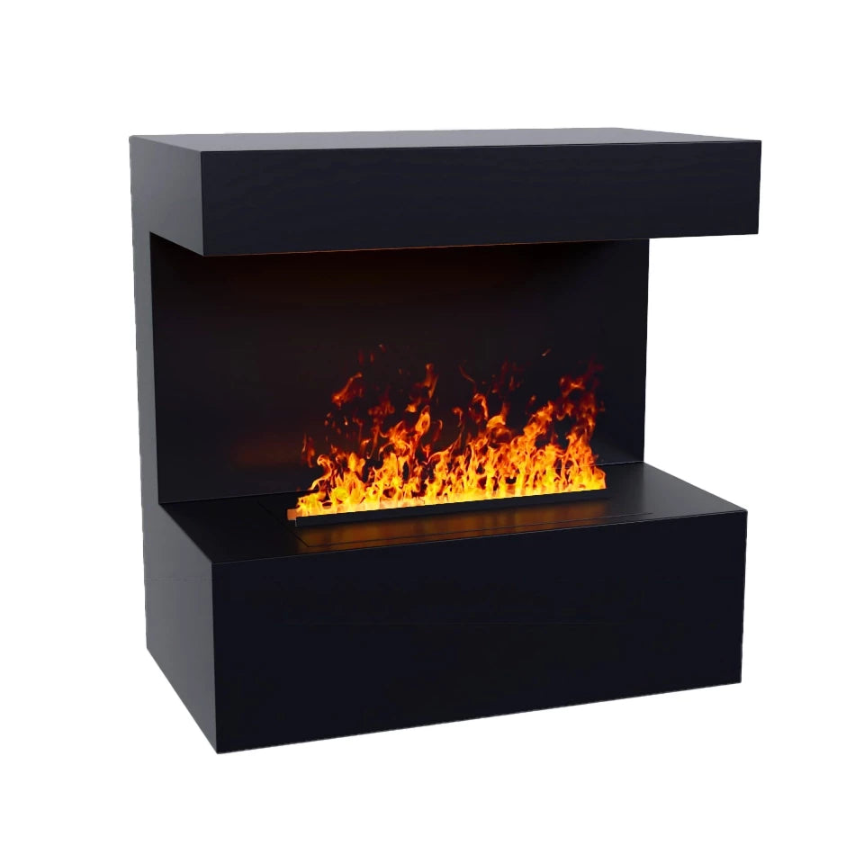 Late Wall-Mounted Water Vapour Fireplace - Black