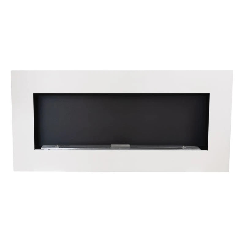Murus 1200 matte white bio fireplace, front view on white background, unlit