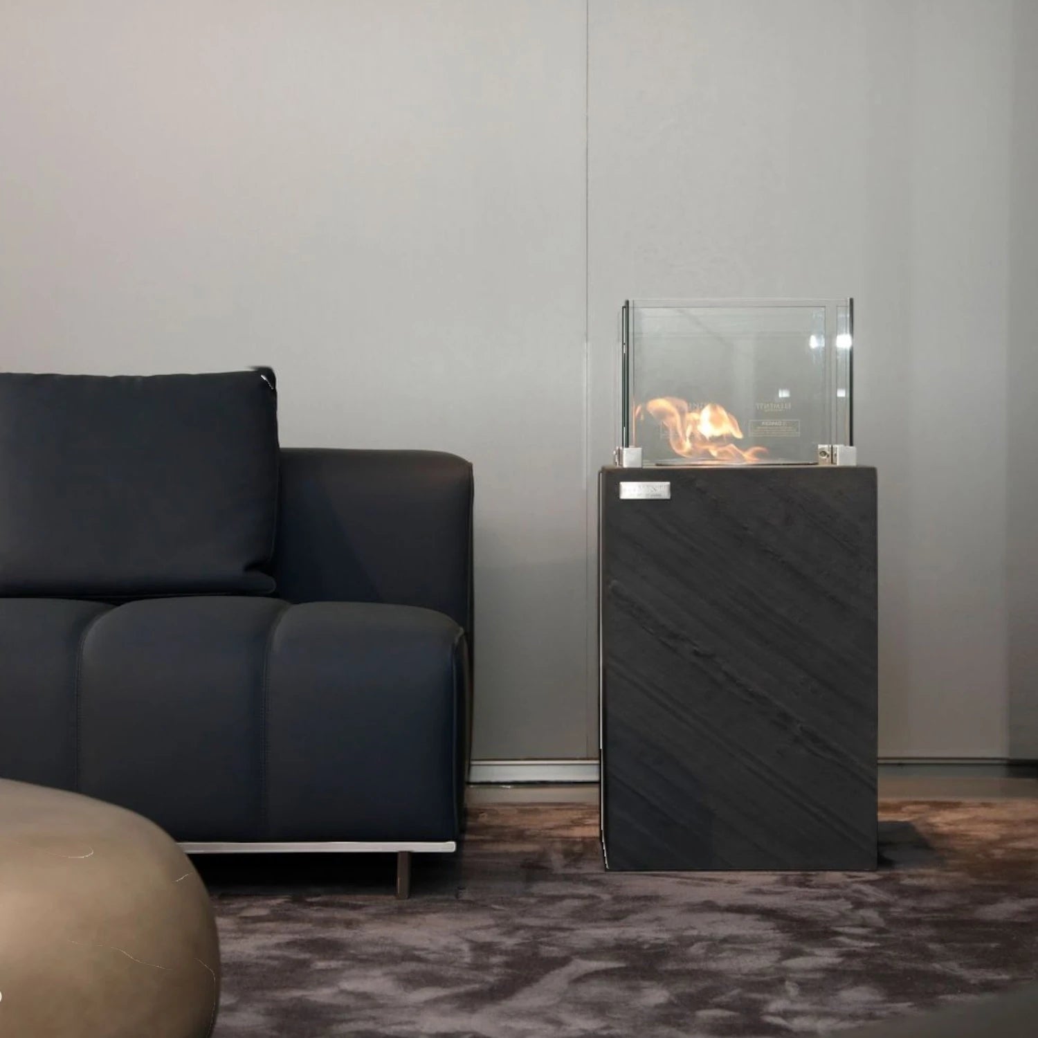 ZERMATT Bioethanol Fire Column – Slate Black