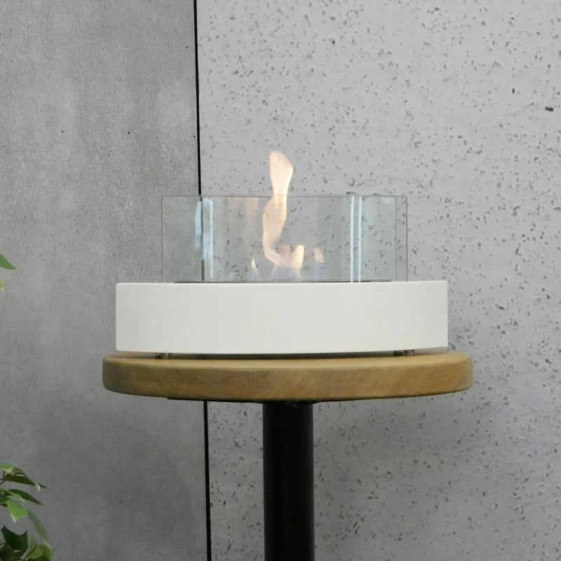 Oval Table Bio Fireplace in White