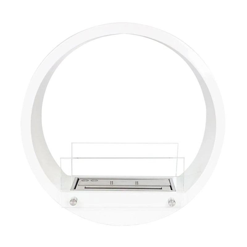 Round Built-in Bio Fireplace - White