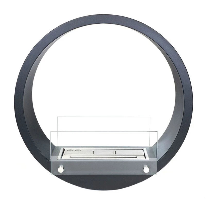 Round Built-in Bio Fireplace - Black