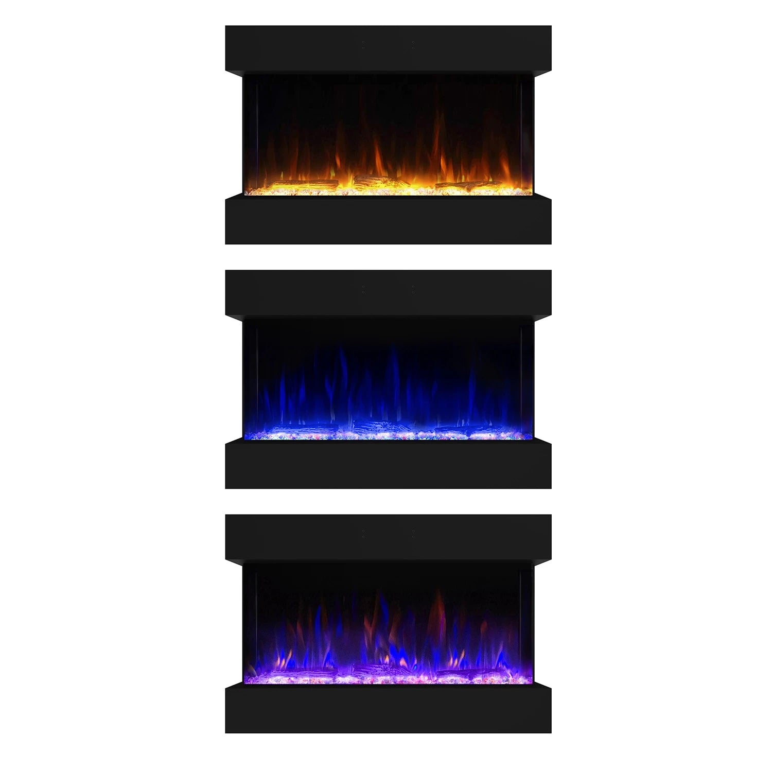 Feroza Wall-Mounted Electric Fireplace - Black - 101 cm