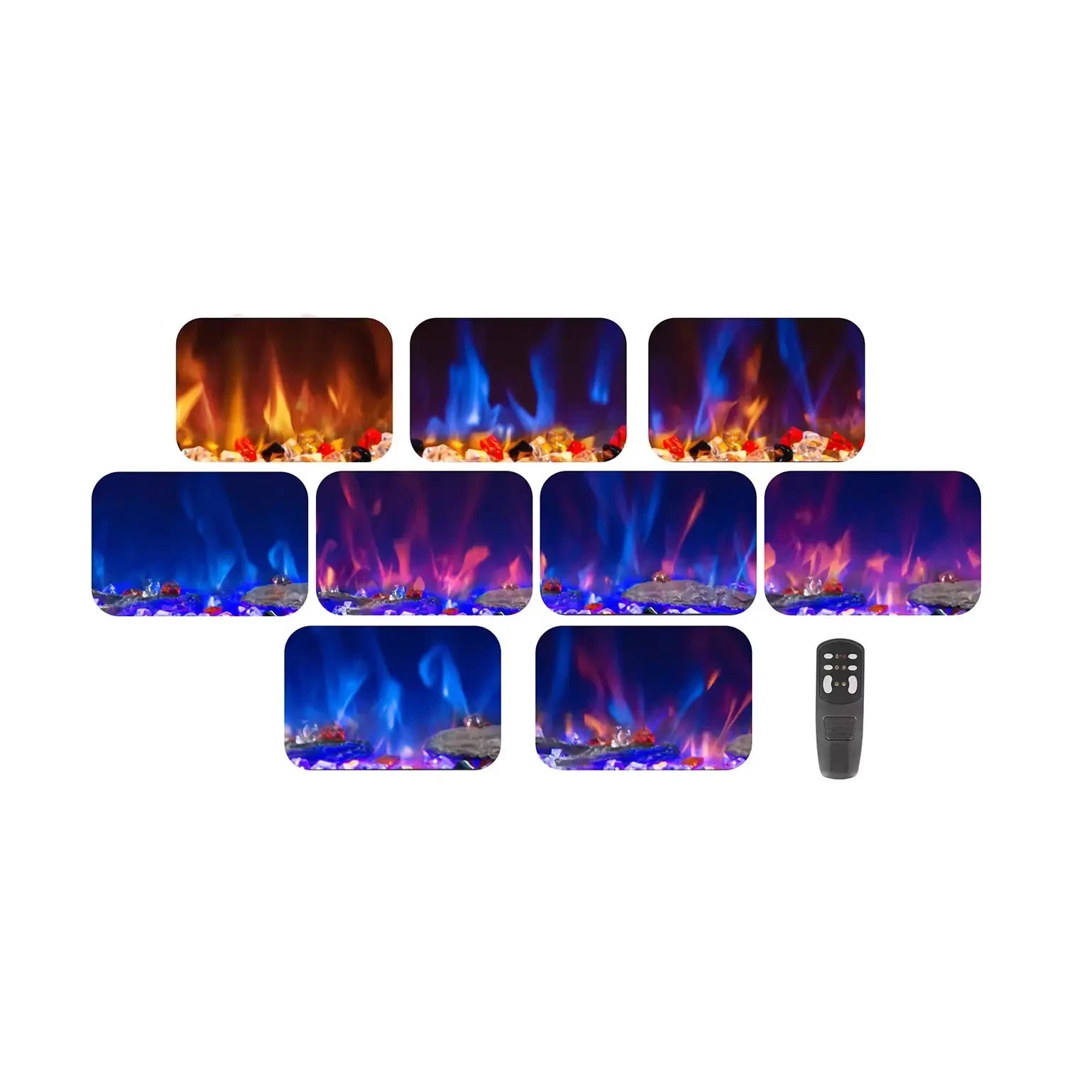 Azurite Wall-Mounted Electric Fireplace - Black - 152 cm